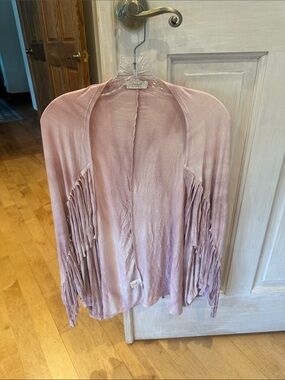 ODDY Dusty Pink Fringe Open Cardigan